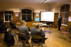 Project Coordinator Eric Spence outlining plans for the town hall